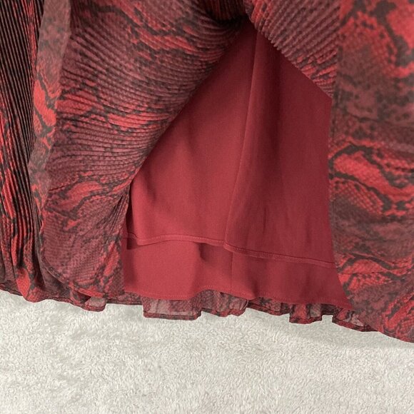 NEW Michael Kors Womens Animal Printed Pleated Top Rhubarb L - Picture 9 of 10